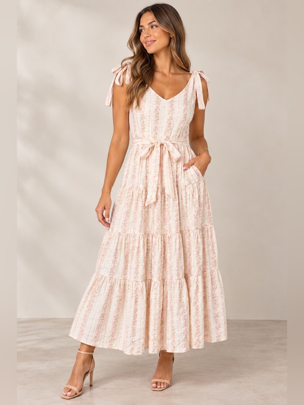 HEYSON Tie-Shoulder Floral Maxi Dress